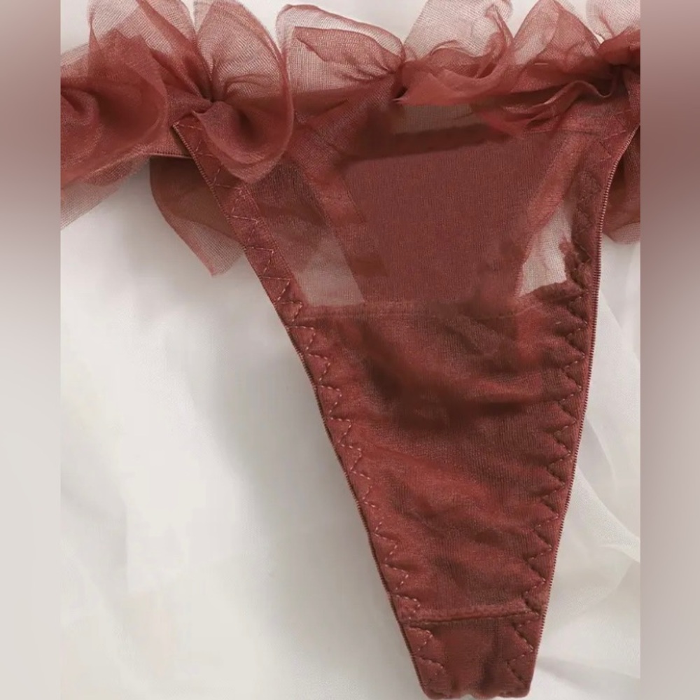 Brownish Maroon Elegant Lingerie Set - Picture 4 of 6